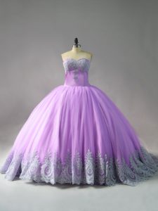 Apliques sin mangas de color lila personalizados atan para arriba vestido de quinceañera dulce 16