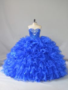 Excelente royal blue sweet 16 vestidos sweet 16 y quinceañera con volantes y lentejuelas cariño sin mangas con cordones