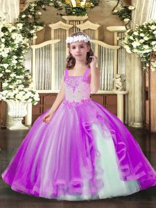 Correas de color lila con cordones abalorios niña desfile vestidos sin mangas