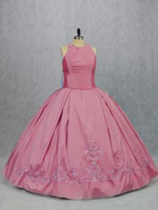 Extravagante piso de longitud vestidos de bola sin mangas rosa dulce 16 vestido de quinceañera cremallera
