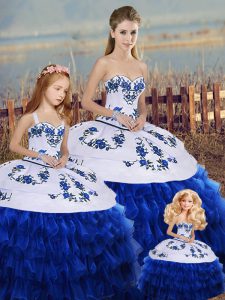Vestidos de fiesta vestidos de quinceañera azul real cariño organza longitud del piso sin mangas con cordones