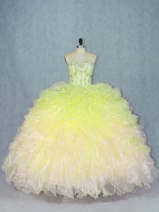 Vestidos de bola de alta calidad 15 vestido de quinceañera multicolor sin mangas de organza hasta el suelo sin mangas con cordones