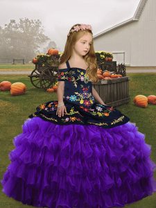 Moderno bordado para niños ropa formal púrpura sin mangas piso longitud