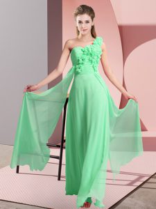 Diseño personalizado sin mangas de gasa verde con cordones damas vestido para el banquete de boda