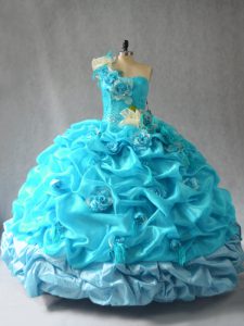 Vestido de quinceañera azul aqua dulce 16 y quinceañera con reconocimiento y flores hechas en mano con hombro y sin cordones
