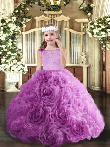 Súper lila con cremallera para los niños vestido de desfile que largo el largo sin mangas