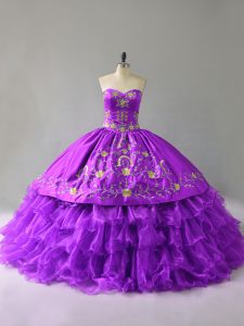Cariño cariño sin mangas con cordones vestidos de quinceañera organza púrpura