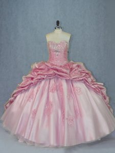 Sofisticado vestido de fiesta rosa vestido de fiesta cariño sin mangas cepillo tren atar