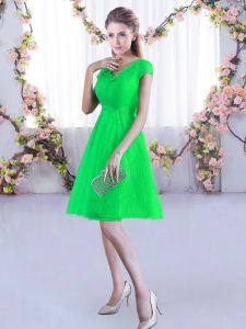 Diseño personalizado vestido de encaje dama verde encaje hasta tapa mangas mini longitud