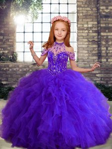 El mejor vestido de color púrpura sin mangas con cordones de la fiesta y el baile militar y la fiesta de bodas