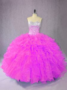 Llamativo lila sin mangas con volantes hasta el suelo vestido de fiesta vestido de fiesta
