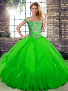Nueva llegada vestidos de fiesta vestido de quinceañera verde fuera del  hombro hasta el suelo sin mangas de tul encaje hasta - €