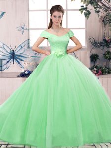 Vestidos de gala económicos 15 vestidos de quinceañera verde manzana fuera del hombro manga corta hasta el suelo con cordones