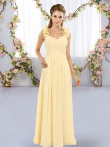Encantador vestido amarillo de quinceañera vestidos de novia con correas de flores hechas a mano sin mangas con cordones