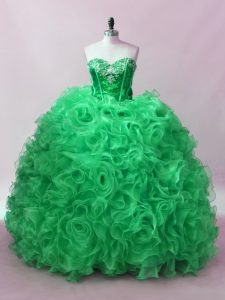 Noble verde con cordones vestido de fiesta vestido de fiesta lentejuelas sin mangas piso longitud