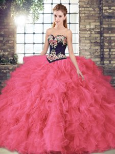 Vestido ideal para adornos y bordados sin mangas, color rosa intenso, hasta el piso dulce 16