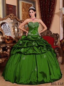 Verde Vestido De Fiesta Dulceheart Hasta El Suelo Tafetán Vestido De Quinceañera