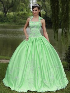 Verde De La Primavera 2015 New Arrival Cuadrado Escote Beaded Decorate para Vestido De Quinceañera