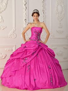 Caliente Rosa Vestido De Fiesta Estrapless Hasta El Suelo Tafetán Vestido De Quinceañera