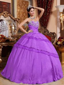 Púrpura Vestido De Fiesta Dulceheart Hasta El Suelo Tafetán Vestido De Quinceañera