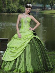 Verde De La Primavera Tafetán 2015 Vestido De Quinceañera Por Encargo