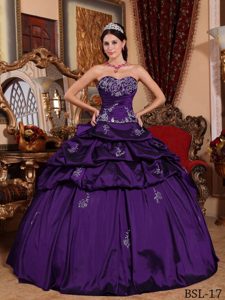 Púrpura Oscuro Vestido De Fiesta Dulceheart Hasta El Suelo Tafetán Vestido De Quinceañera