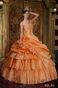 Naranja Vestido De Fiesta Estrapless Hasta El Suelo Organdí Bordado Vestido De Quinceañera