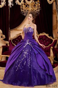 Púrpura Vestido De Fiesta Dulceheart Hasta El Suelo Tafetán Y Tul Vestido De Quinceañera