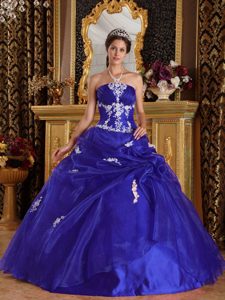 Azul Real Vestido De Fiesta Estrapless Hasta El Suelo Organdí Y Satén Vestido De Quinceañera