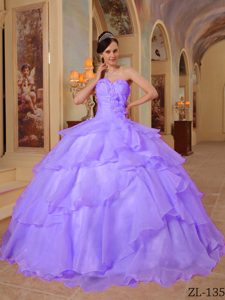 Púrpura Vestido De Fiesta Dulceheart Hasta El Suelo Organdí Bordado Vestido De Quinceañera