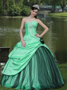 Verde Manzana Tafetán 2015 Vestido De Quinceañera Por Encargo