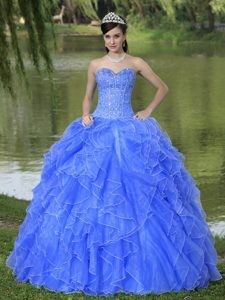 Beaded Volantes Layered Decorate Famous Designer Vestido De Quinceañera Con Dulceheart Azul Skirt