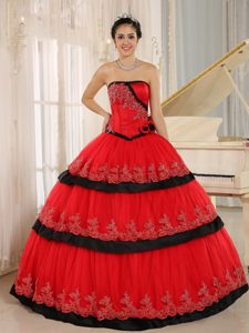 Rojo Flor Hecha A Manos Por Encargo para 2015 Vestido De Quinceañera In Arcata California