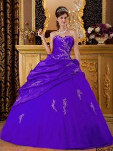 Púrpura Vestido De Fiesta Dulceheart Hasta El Suelo Tafetán Vestido De Quinceañera