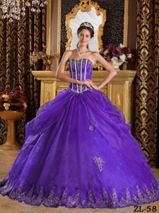Púrpura Vestido De Fiesta Dulceheart Hasta El Suelo Organdí Vestido De Quinceañera