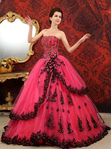 Rojo Coral Vestido De Fiesta Estrapless Cola Corte Tul Customize 2015 Vestido De Quinceañera