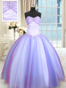 La longitud sin mangas elegante del piso que rebordea ata para arriba el dulce 16 vestido del quinceanera con multi-color
