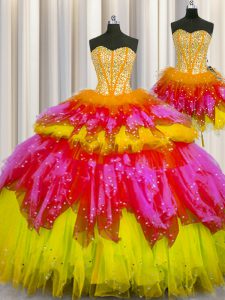 Vintage de tres piezas visibles deshuesando dulce 16 vestido multicolor atar hasta longitud de piso sin mangas