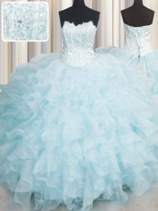 El nuevo estilo scalloped los vestidos de los vestidos del quinceanera de las colmenas azules atan para arriba longitud sin mangas del piso
