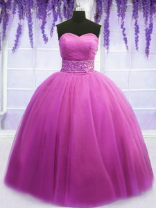 Simple vestido de baile vestido de baile vestido de fiesta de lila tulle longitud sin mangas de piso de encaje hasta