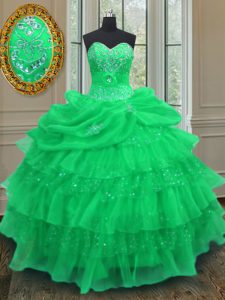 Elegante pick ups rizado halter top sin mangas encaje hasta vestido de fiesta vestido de fiesta verde organza