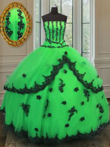 Sumptuoso vestido de baile vestido de baile vestido de fiesta verde sin mangas de organza sin mangas de longitud de piso hasta