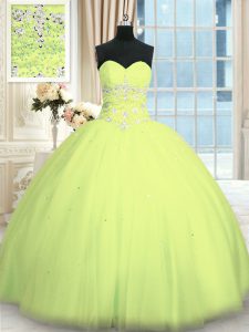 Atractivo amarillo verde verde vestido de novia sin mangas Tulle longitud del piso hasta el vestido de baile de fiesta vestido de fiesta