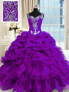 Modest pick ups piso de longitud púrpura 15 cumpleaños vestido correas sin mangas hasta encaje