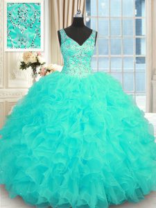 vestido de cuello color azul turquesa | new quinceanera dresses
