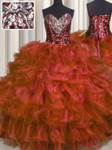 Los nuevos vestidos de bola del estilo 15 rebordean la longitud sin mangas del piso del organza del amor del vestido del quinceanera atan para arriba