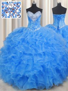 En azul bebé de la venta atan para arriba el amor que rebordea y las colmenas 16 organza sin mangas del vestido