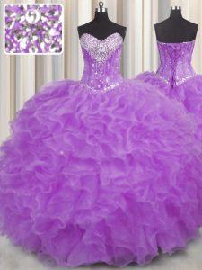 Vestidos de quinceanera púrpura halter top organza sin mangas piso longitud atar