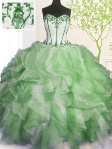 Admirable verde sin mangas rebordear y volantes de piso dulce longitud 16 vestidos