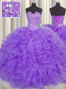 Sumptuous deshuesado visible púrpura dulce 16 quinceanera vestido militar bola y dulce 16 y quinceanera y para con encajes y volantes y cintas cintas sin mangas de encaje sin mangas